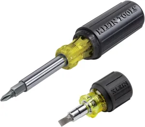 Klein Tools 80027 Screwdriver Set, 11-in-1 Multi-bit Screwdriver, 6-in-1 Stubby, Phillips, Slotted, Square, Torx Bits, 2-Piece