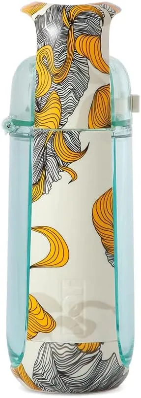 KOR One Planet 13.5oz Tritan Water Bottle with Lid Safety Lock, One Click Open Cap and Ergonomic Carry Handle - Features Unique Water-Dipped Designs Inspired by Nature