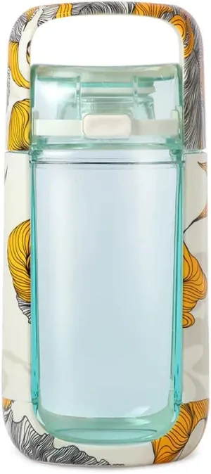 KOR One Planet 13.5oz Tritan Water Bottle with Lid Safety Lock, One Click Open Cap and Ergonomic Carry Handle - Features Unique Water-Dipped Designs Inspired by Nature