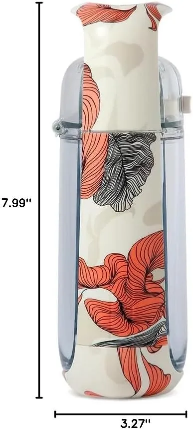KOR One Planet 13.5oz Tritan Water Bottle with Lid Safety Lock, One Click Open Cap and Ergonomic Carry Handle - Features Unique Water-Dipped Designs Inspired by Nature