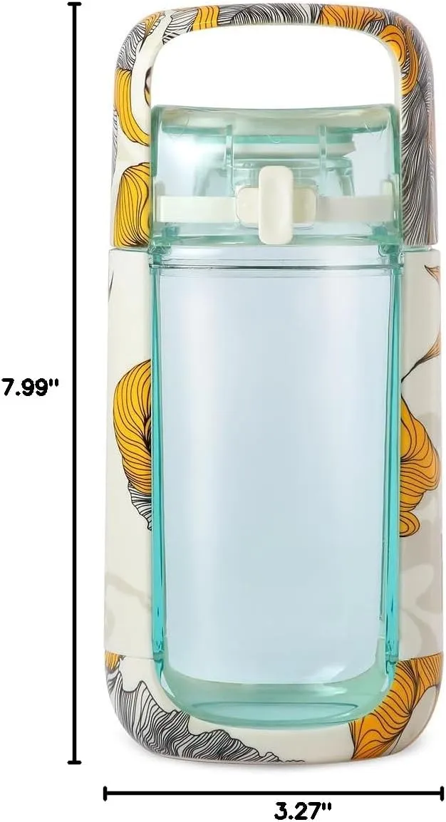 KOR One Planet 13.5oz Tritan Water Bottle with Lid Safety Lock, One Click Open Cap and Ergonomic Carry Handle - Features Unique Water-Dipped Designs Inspired by Nature