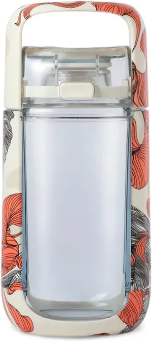 KOR One Planet 13.5oz Tritan Water Bottle with Lid Safety Lock, One Click Open Cap and Ergonomic Carry Handle - Features Unique Water-Dipped Designs Inspired by Nature