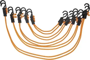 Kotap MABC-ASMT All- Purpose Adjustable Bungee Cords with Hooks, Assorted, Orange/Black, 10 Count