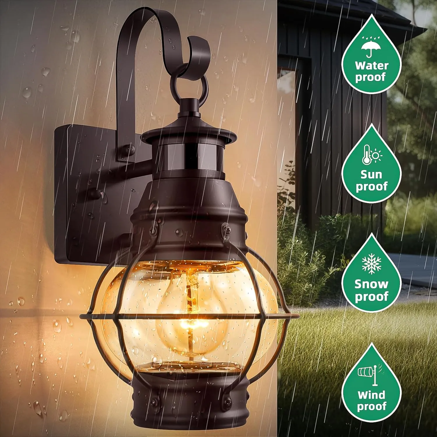 Lamomo Bronze Outdoor Light,Exterior Front Porch Lights for House,Dusk to Dawn Motion Sensor Lights,Waterproof Anti-Rust Wall Mount Lantern for Outside,Garage(NO Bulb)