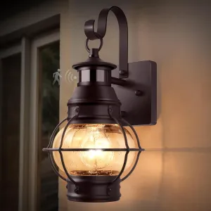 Lamomo Bronze Outdoor Light,Exterior Front Porch Lights for House,Dusk to Dawn Motion Sensor Lights,Waterproof Anti-Rust Wall Mount Lantern for Outside,Garage(NO Bulb)