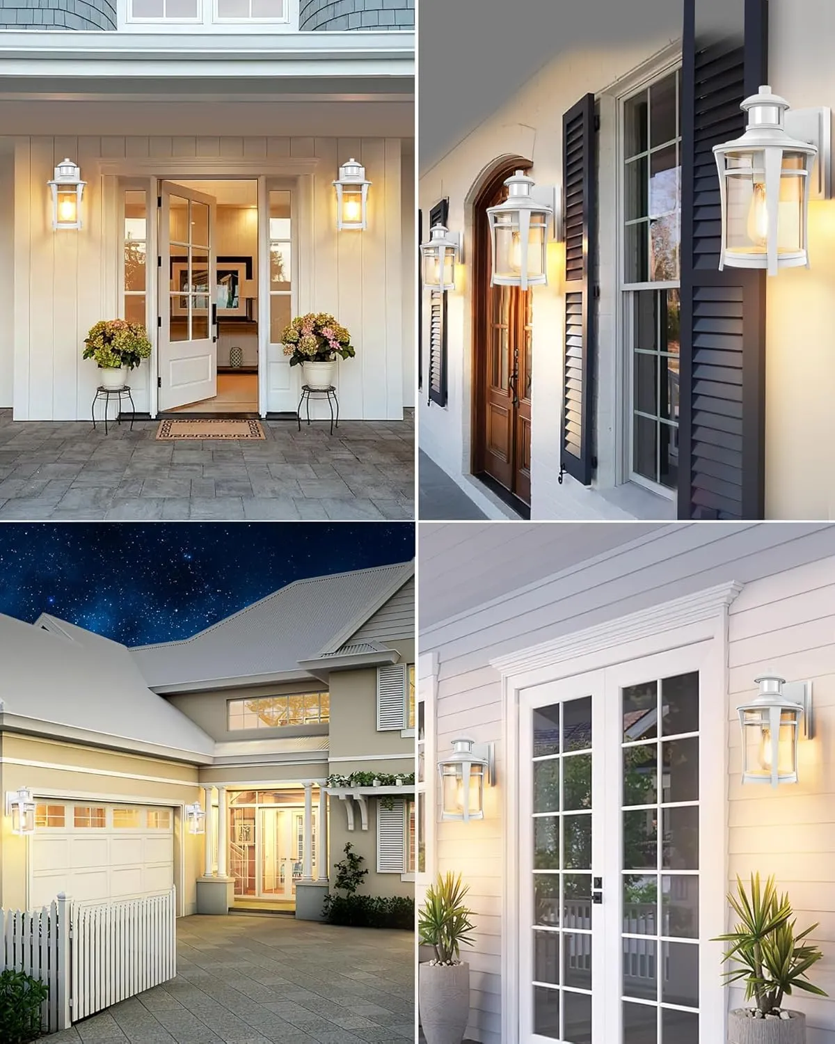 Lamomo Porch Lights Outdoor White, Dusk to Dawn Wall Light Fixtures, Exterior Front Sconces Wall Mounted Lighting, Waterproof Anti-Rust Outside Lights for House, Garage, Entryway