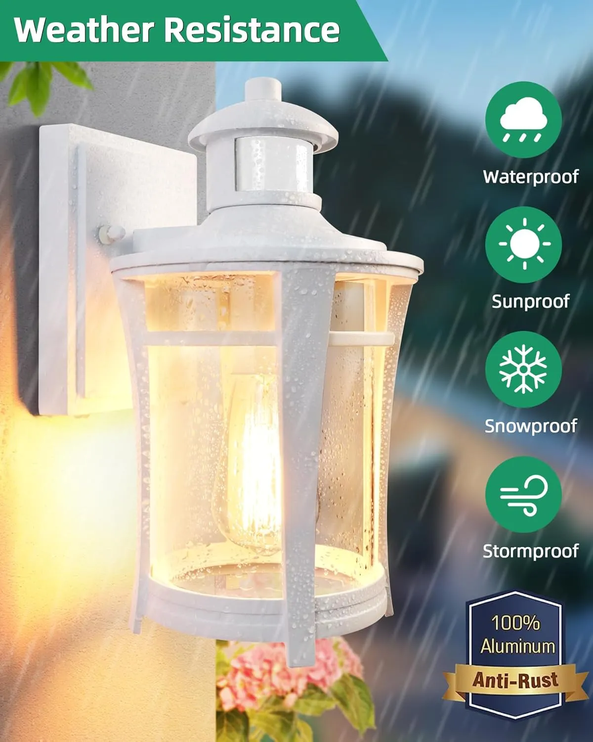 Lamomo Porch Lights Outdoor White, Dusk to Dawn Wall Light Fixtures, Exterior Front Sconces Wall Mounted Lighting, Waterproof Anti-Rust Outside Lights for House, Garage, Entryway