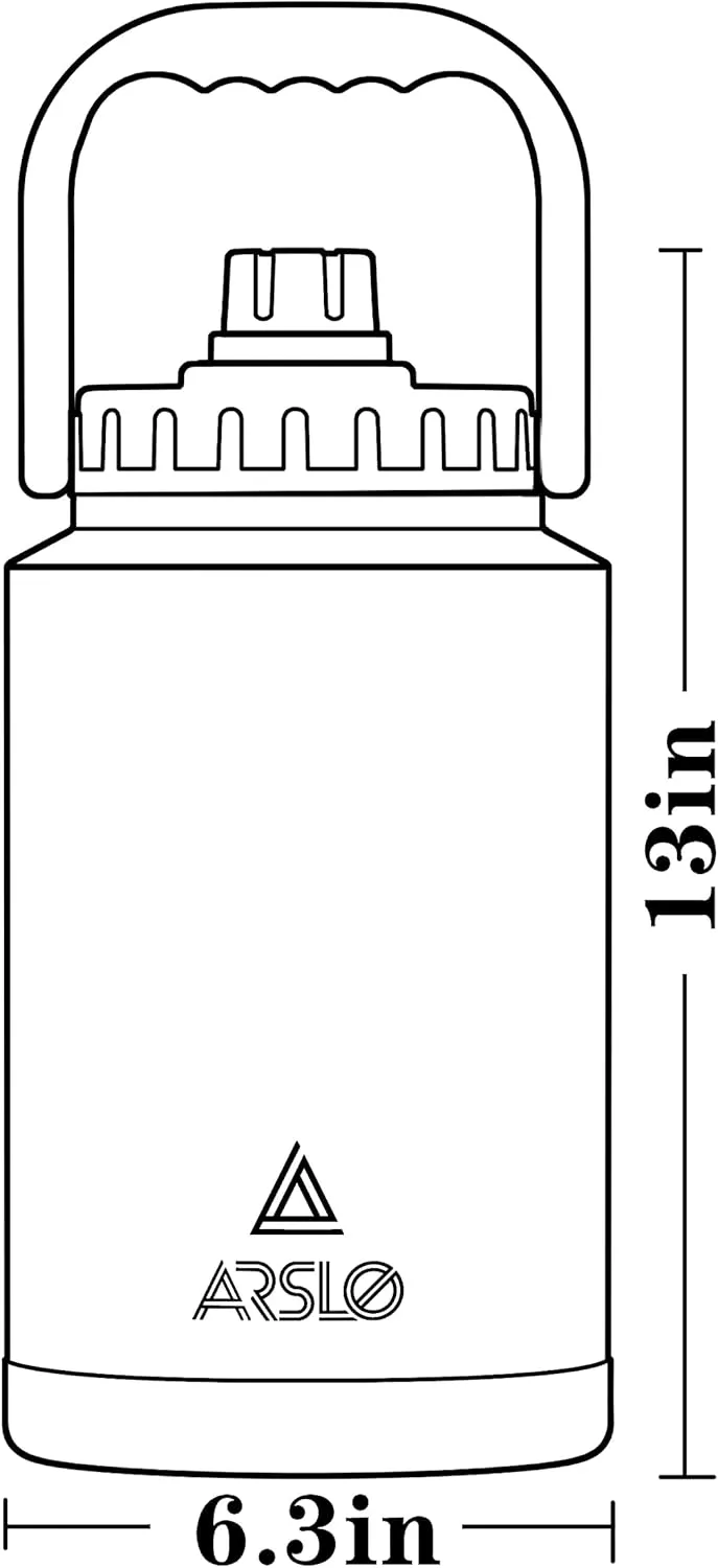 large Insulated Water Jug With Handle, One Gallon Insulated Water Bottle, 1 Gallon Stainless Steel Water Jug