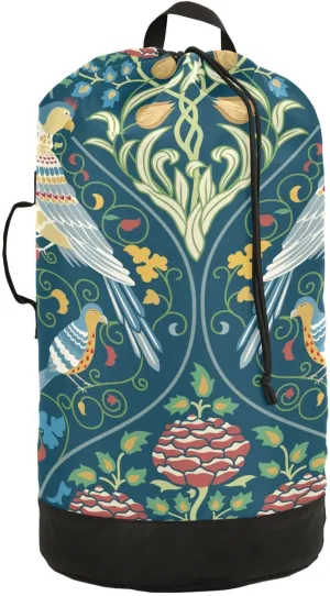 Laundry Bag Backpack,Travel Laundry Bags with Shoulder Straps Oxford Large Hanging Laundry Hamper Bag for College,Laundromat,Apartment Bird