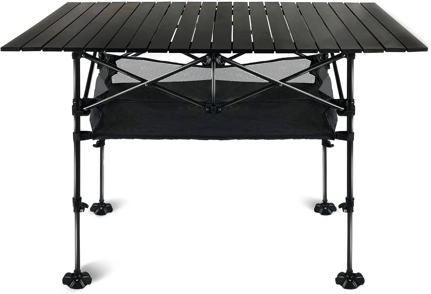 LEADALLWAY Adjustable Height Aluminum Camping Table Folding Portable Outdoor Table with Large Storage Organizer and Carrying Bags Big Foot Upgrade Collapsible Picnic Table 47(L) x22(W)