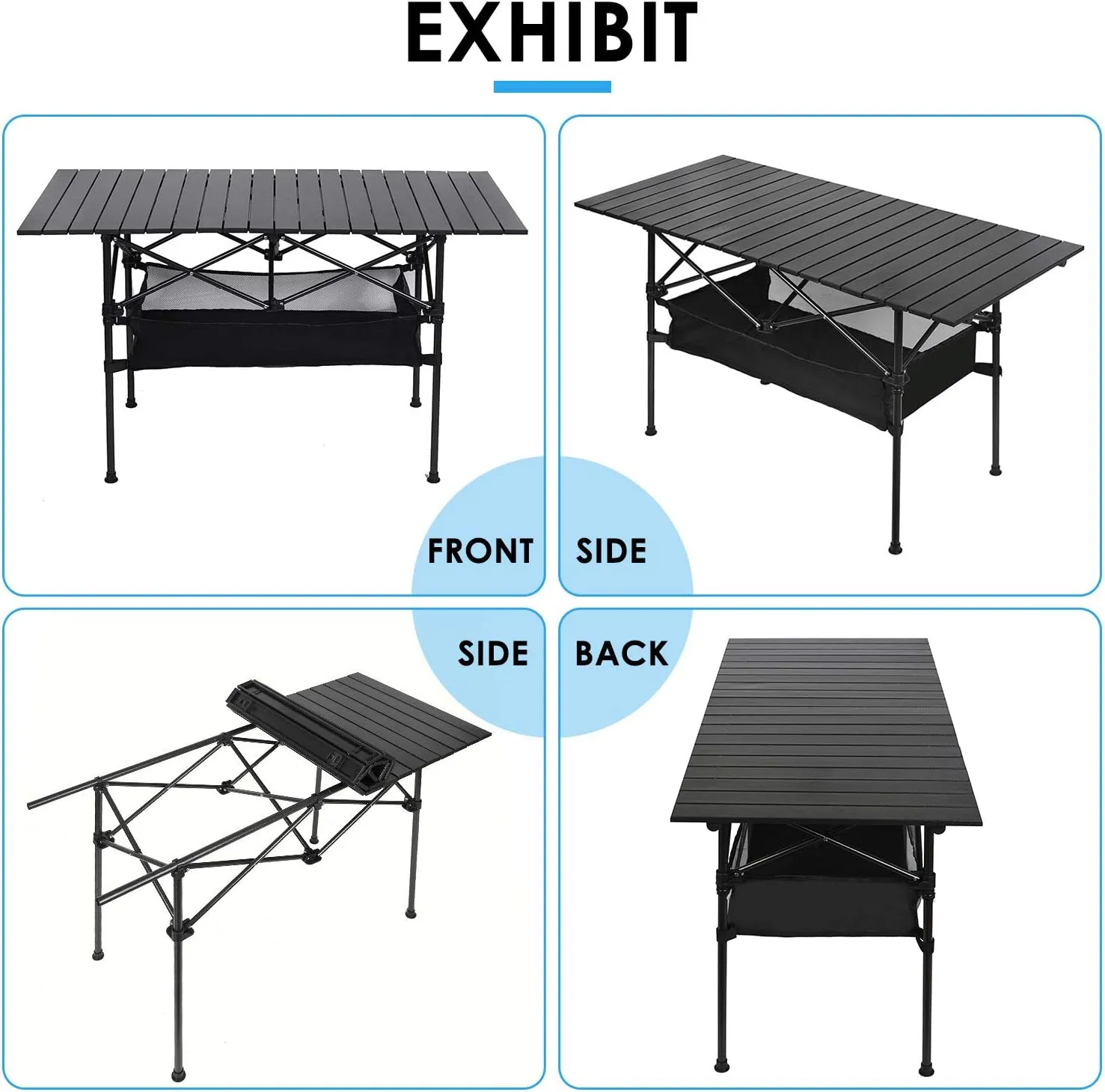 LEADALLWAY Folding Camping Table with Large Storage and Carrying Bags 47(L) x22(W)