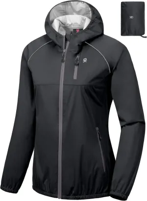 Little Donkey Andy Women's Lightweight Rain Cycling Stretch Jacket with Hood, Windproof and Waterproof, Ultralight Packable