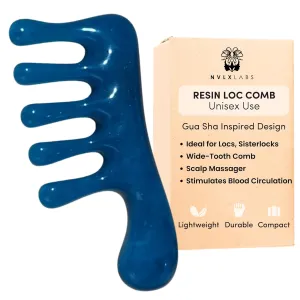 Loc Comb - Scalp Massager | Gua Sha Hair Care Inspired Wide Tooth Comb for Curls - Head Massager for Hair Growth, Hair Detangler for Women, Men By NVLX LABS (Mist)