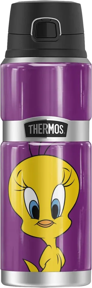 Looney Tunes Tweety Bird Pose, THERMOS STAINLESS KING Stainless Steel Drink Bottle, Vacuum insulated & Double Wall, 24oz