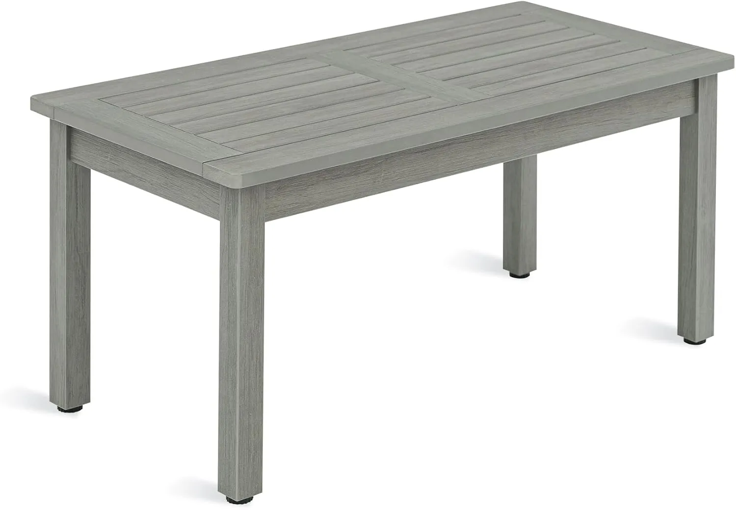 LUE BONA Outdoor Coffee Table Rectangle, HDPS Patio Coffee Tables for Outside, All Weather Patio Coffee Table with Slatted Tabletop for Deck, Garden, Balcony, Indoor or Outdoor Use, Light Gray
