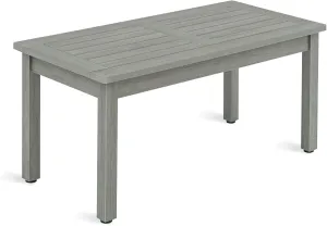 LUE BONA Outdoor Coffee Table Rectangle, HDPS Patio Coffee Tables for Outside, All Weather Patio Coffee Table with Slatted Tabletop for Deck, Garden, Balcony, Indoor or Outdoor Use, Light Gray