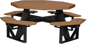 LuxCraft Poly Octagon Picnic Table - Outside Table for Adults & Kids, Seats 8, UV Resistant and Heavy Duty, Durable Outdoor Furniture, Amish Made in USA (Antique Mahogany & Black)