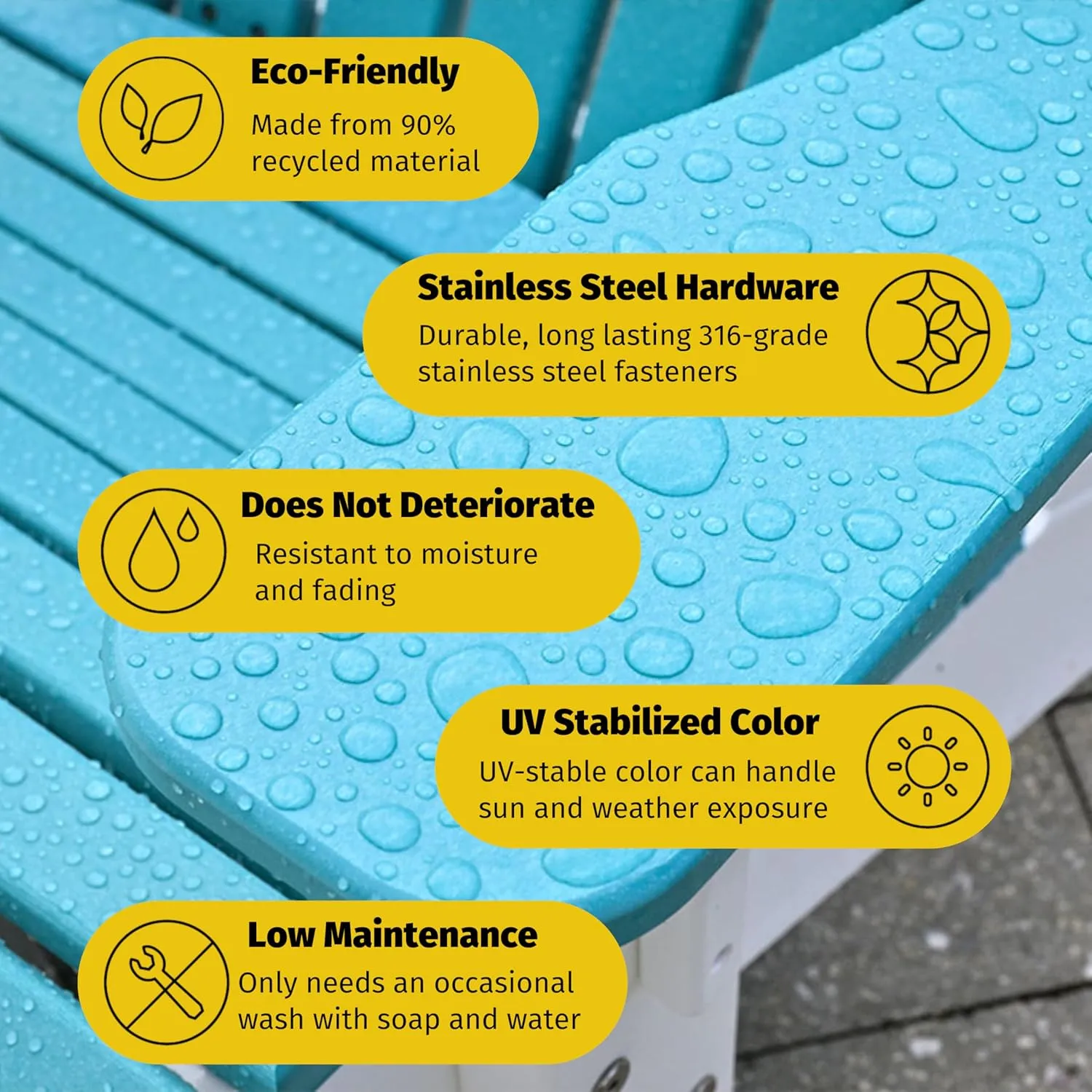LuxCraft Poly Octagon Picnic Table - Outside Table for Adults & Kids, Seats 8, UV Resistant and Heavy Duty, Durable Outdoor Furniture, Amish Made in USA (Aruba Blue & White)