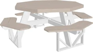 LuxCraft Poly Octagon Picnic Table - Outside Table for Adults & Kids, Seats 8, UV Resistant and Heavy Duty, Durable Outdoor Furniture, Amish Made in USA (Birch & White)