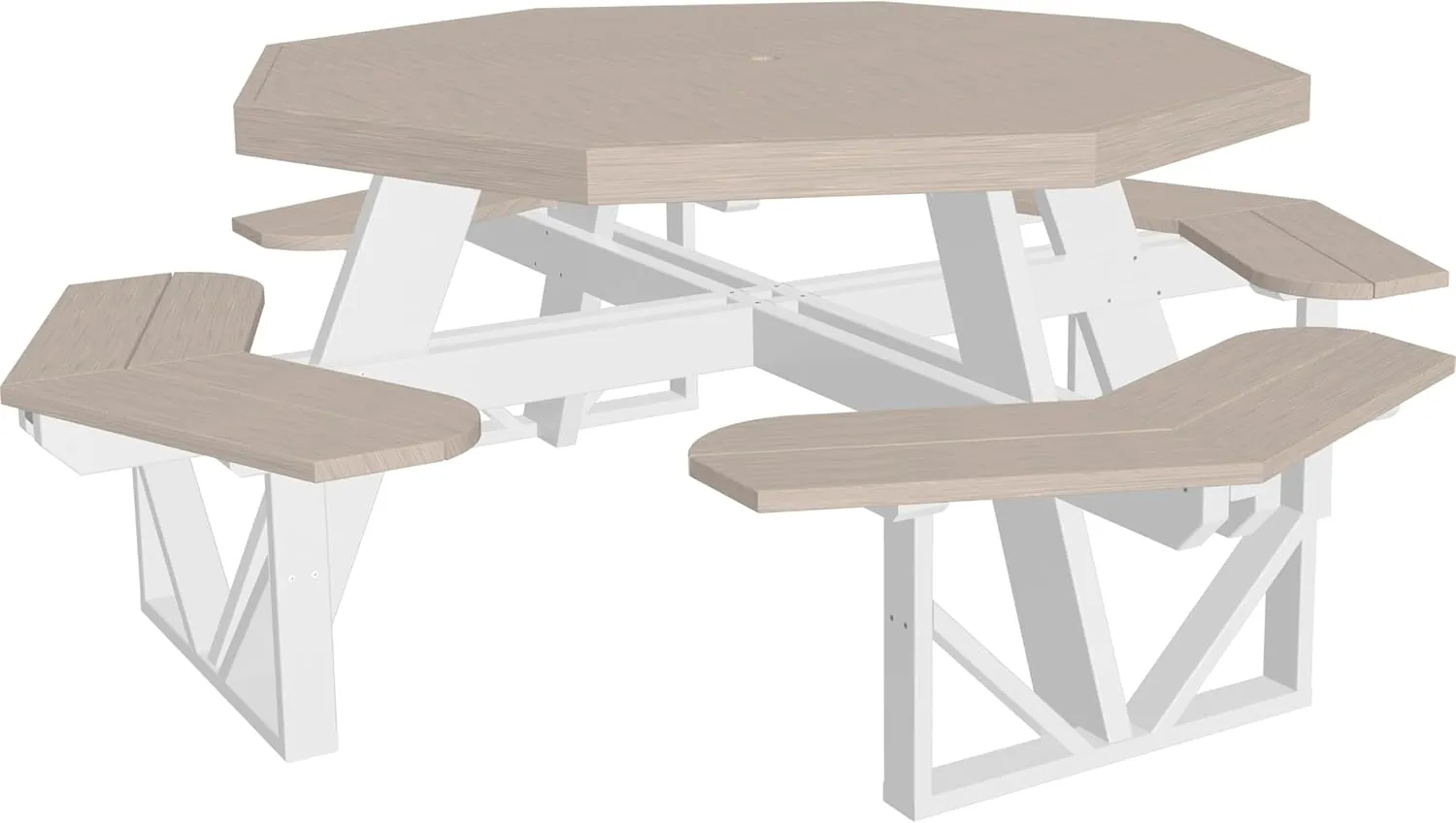 LuxCraft Poly Octagon Picnic Table - Outside Table for Adults & Kids, Seats 8, UV Resistant and Heavy Duty, Durable Outdoor Furniture, Amish Made in USA (Birch & White)