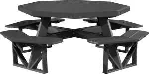 LuxCraft Poly Octagon Picnic Table - Outside Table for Adults & Kids, Seats 8, UV Resistant and Heavy Duty, Durable Outdoor Furniture, Amish Made in USA (Black)