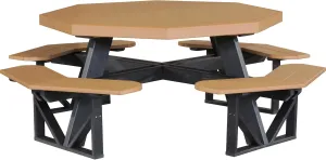LuxCraft Poly Octagon Picnic Table - Outside Table for Adults & Kids, Seats 8, UV Resistant and Heavy Duty, Durable Outdoor Furniture, Amish Made in USA (Cedar & Black)
