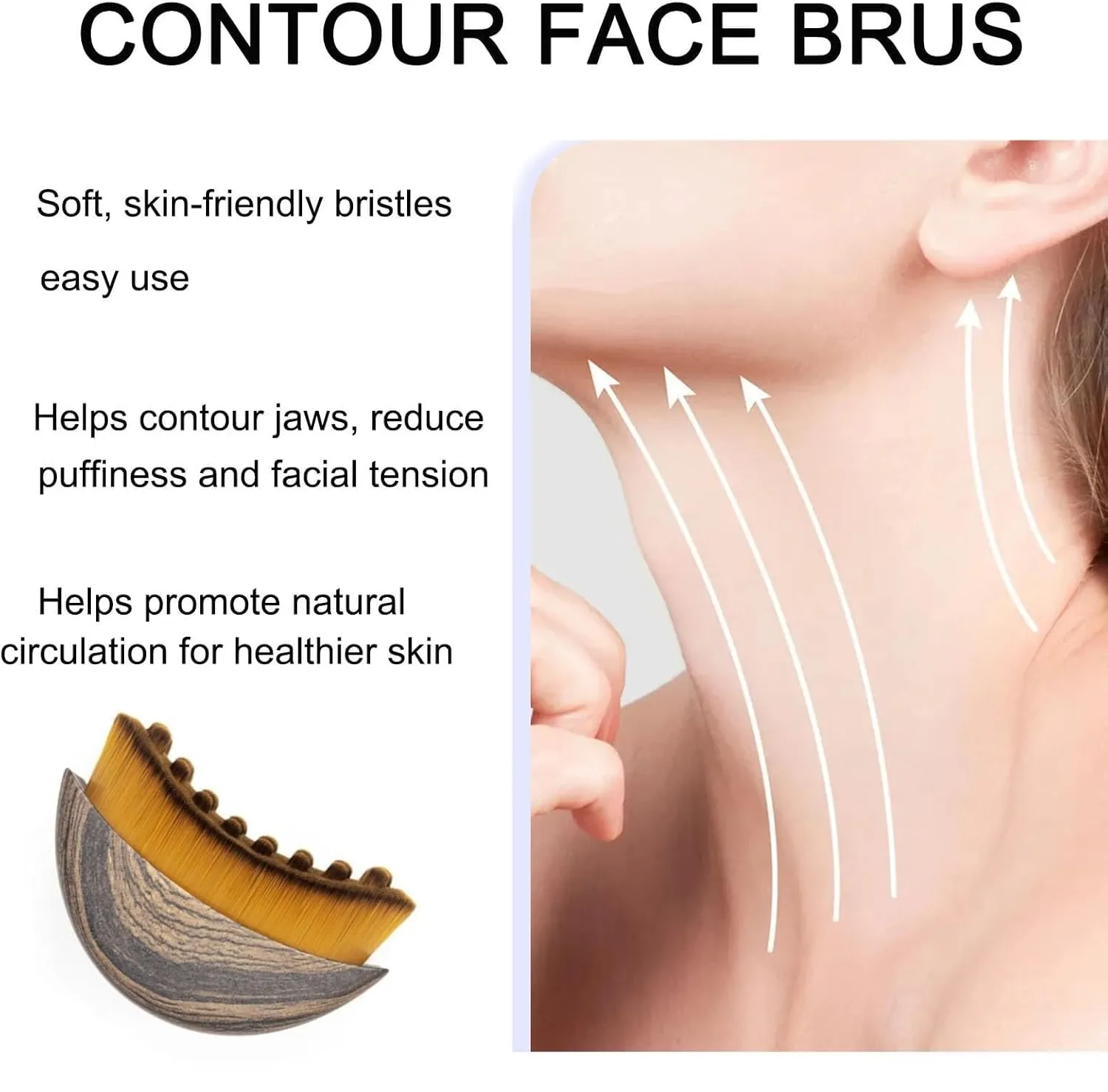 Lymphatic Contour Face Brush, Drainage Massager for Face, Chin and Jawline Sculpting Fit The Skin Precisely and Relieve Fatigue，Reduce Puffiness, Ultra-Soft Bristles（3pcs） (Brown-3)