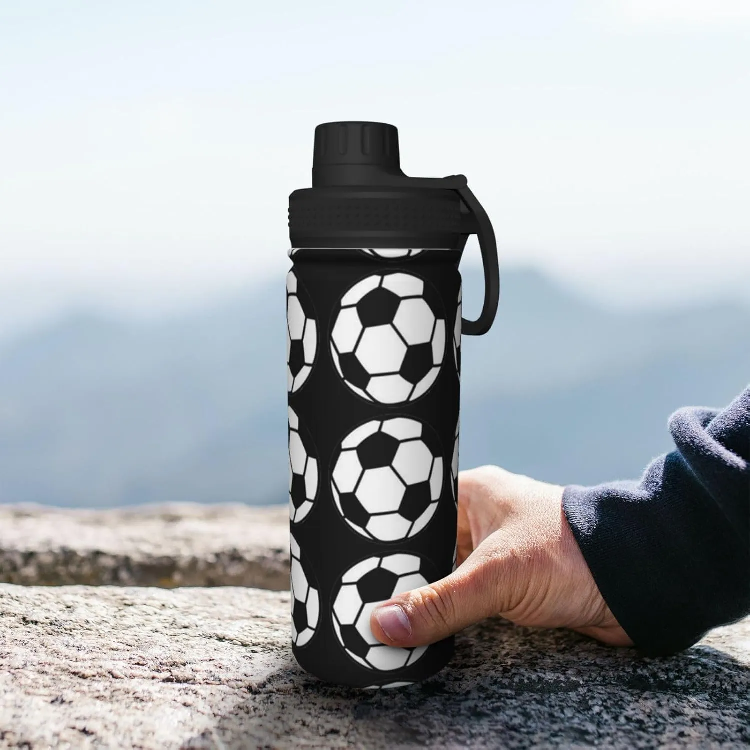 M-essi 18OZ sports insulated water bottle easy to carry with spout cover, insulated water bottle White