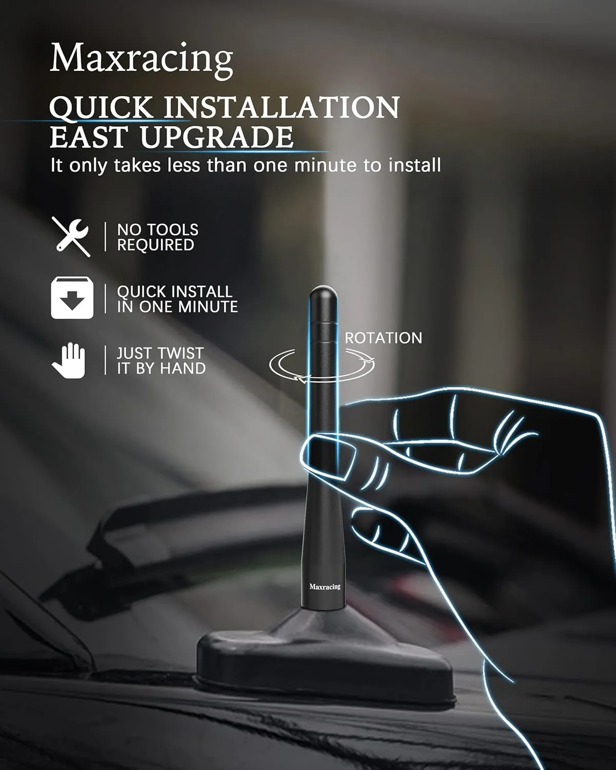 MAXRACING Short Truck Antenna Compatible with 2008-2017 Chrysler Town & Country/Carwash Safe/Aluminum Replacement Antenna