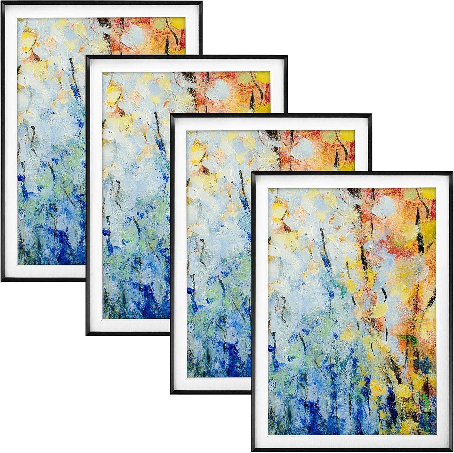 MCS Framatic Fineline Aluminum Frame, Black, 5 x 7 in matted to 5 x 7 in, 4 pk