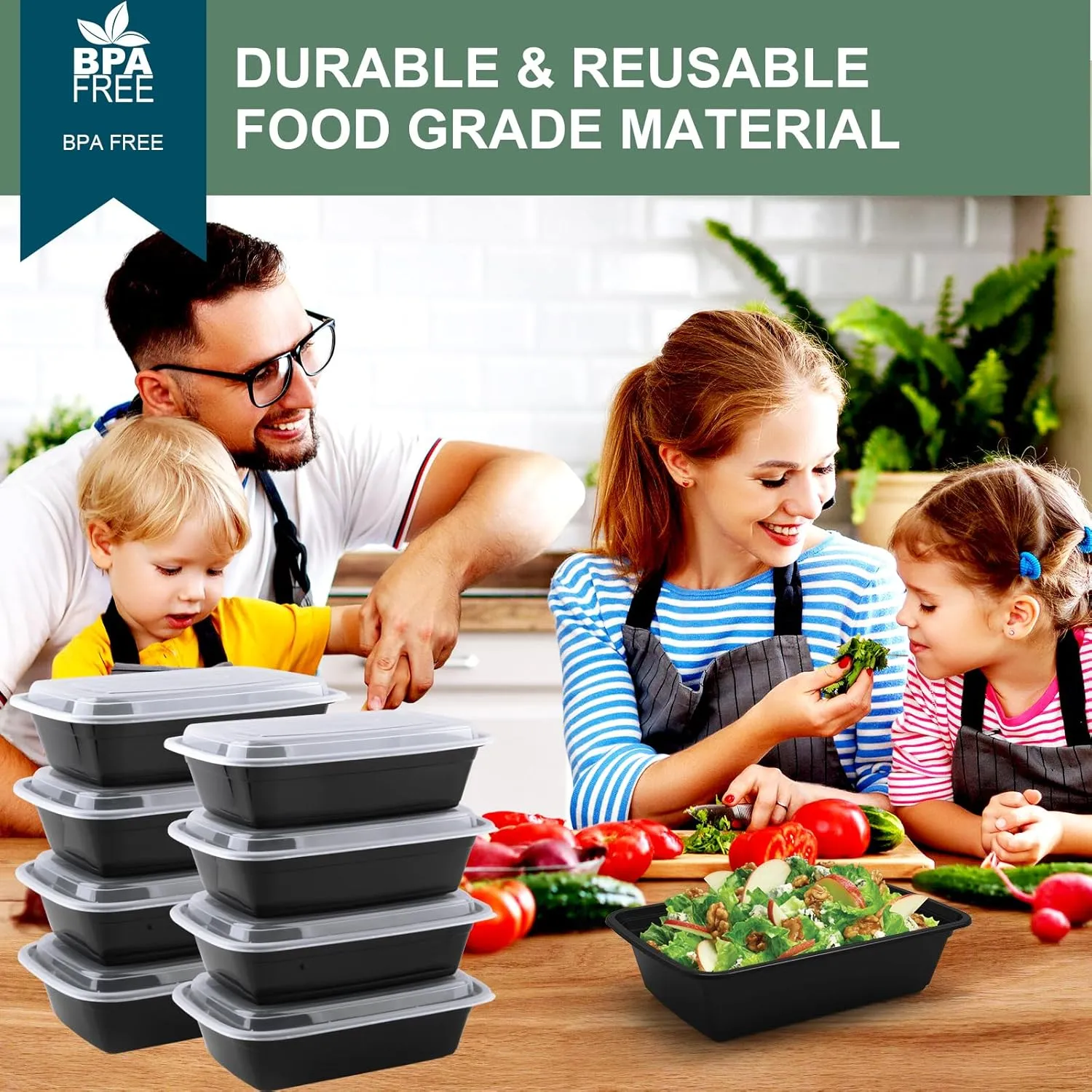 Meal Prep Containers Reusable 50 Pack - 24 oz plastic food containers with lids, To Go Food Containers BPA-Free, To Go Containers With Lids Microwave, Dishwasher, Freezer Safe