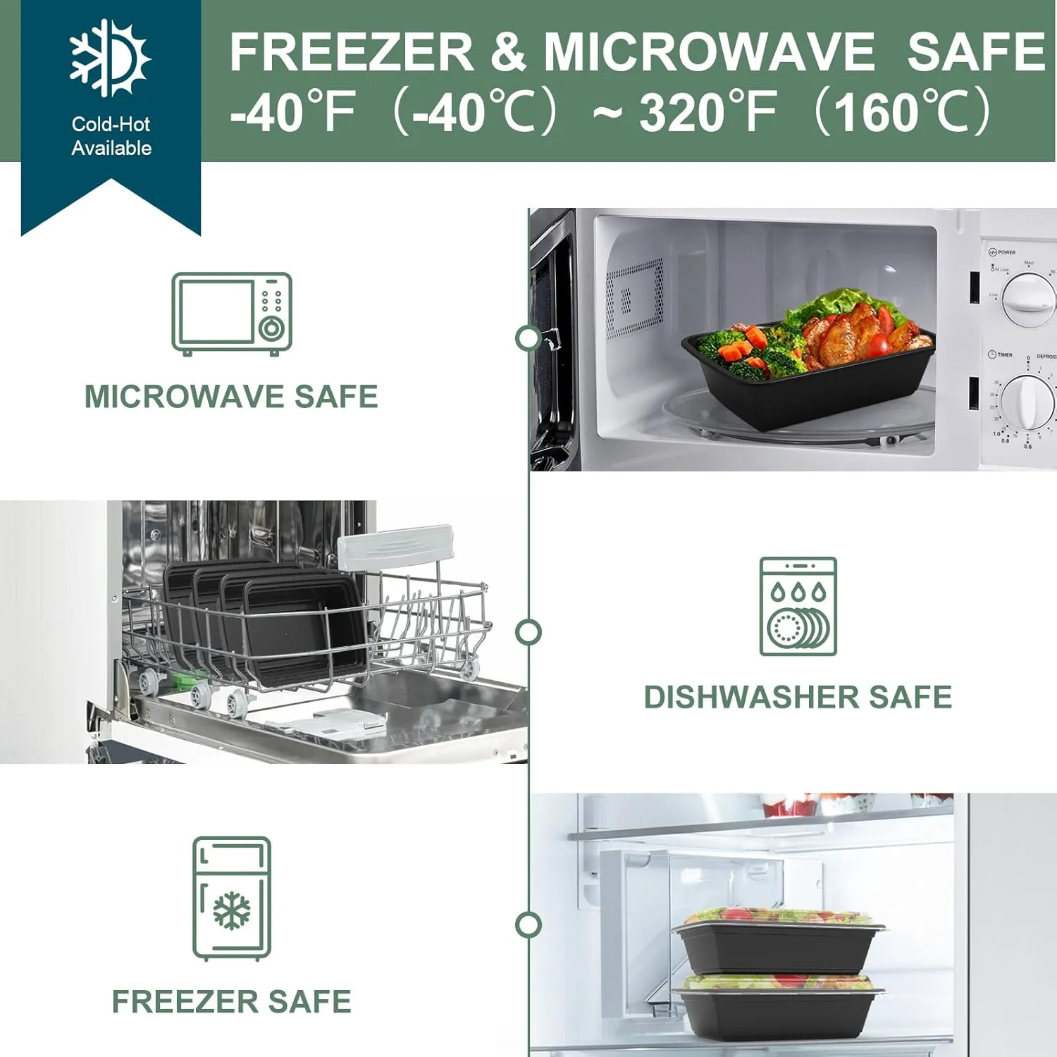 Meal Prep Containers Reusable 50 Pack - 24 oz plastic food containers with lids, To Go Food Containers BPA-Free, To Go Containers With Lids Microwave, Dishwasher, Freezer Safe