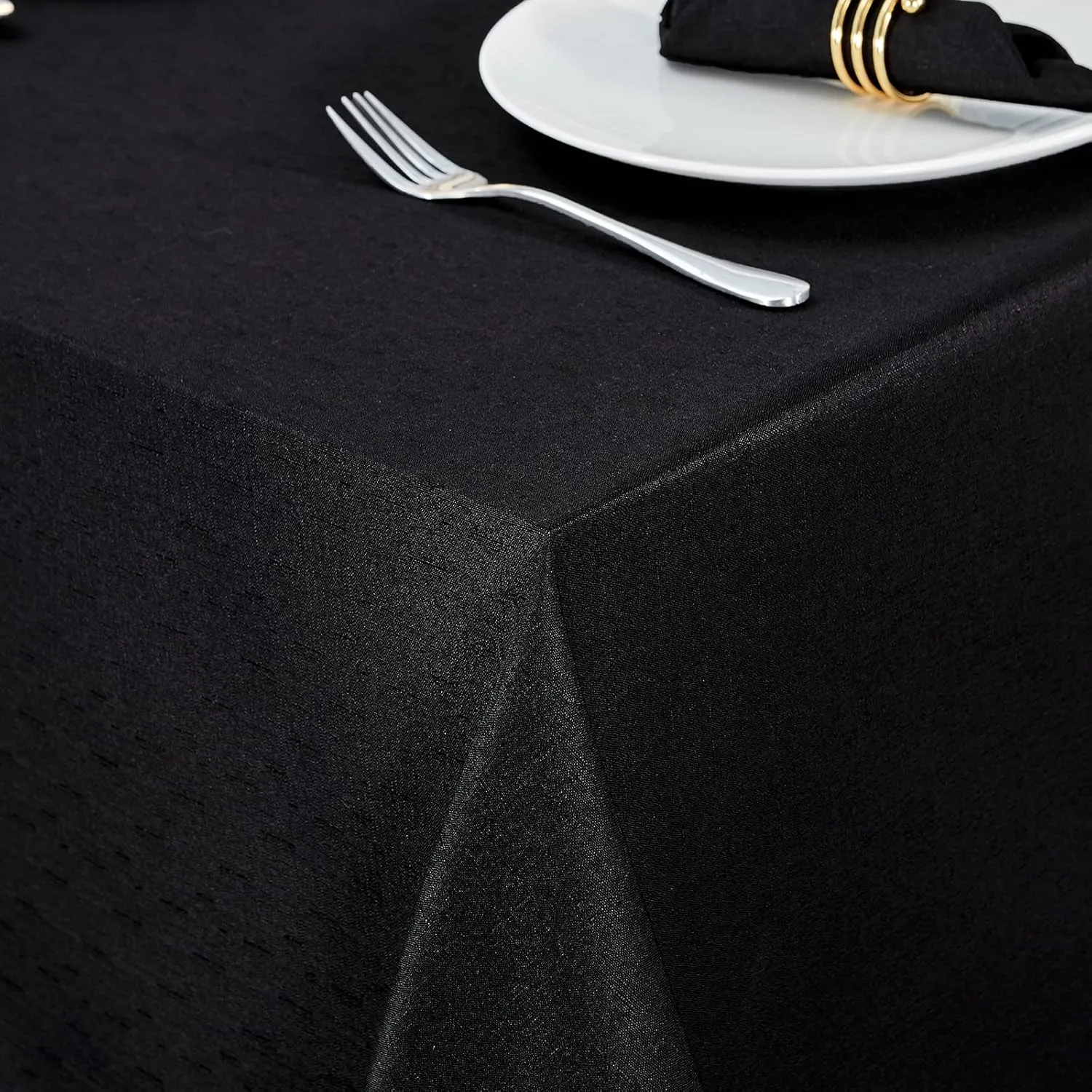 Mebakuk Rectangle Table Cloth Linen Farmhouse Tablecloth Waterproof Anti-Shrink Soft and Wrinkle Resistant Decorative Fabric Table Cover for Kitchen (Black, 60" x 104" (8-10 Seats))