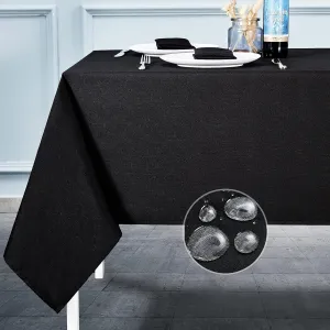 Mebakuk Rectangle Table Cloth Linen Farmhouse Tablecloth Waterproof Anti-Shrink Soft and Wrinkle Resistant Decorative Fabric Table Cover for Kitchen (Black, 60" x 104" (8-10 Seats))