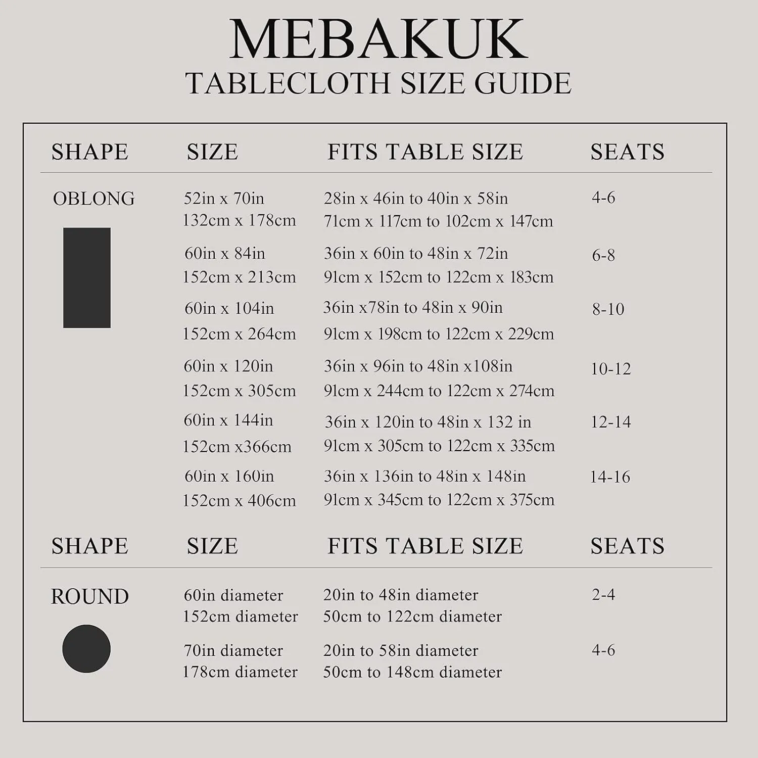 Mebakuk Rectangle Table Cloth Linen Farmhouse Tablecloth Waterproof Anti-Shrink Soft and Wrinkle Resistant Decorative Fabric Table Cover for Kitchen (Black, 60" x 104" (8-10 Seats))