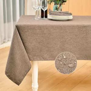 Mebakuk Rectangle Table Cloth Linen Farmhouse Tablecloth Waterproof Anti-Shrink Soft and Wrinkle Resistant Decorative Fabric Table Cover for Kitchen (Flaxen, 60" x 104" (8-10 Seats))