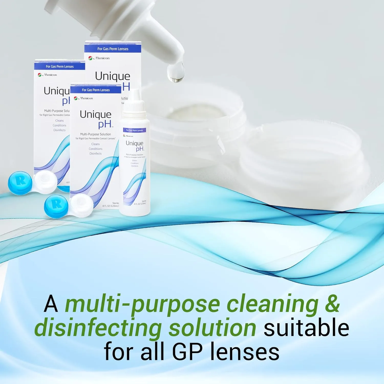 Menicon Unique pH Multi-Purpose Solution with RGP Lens Case.4 Fluid Ounce each - 3 Pack