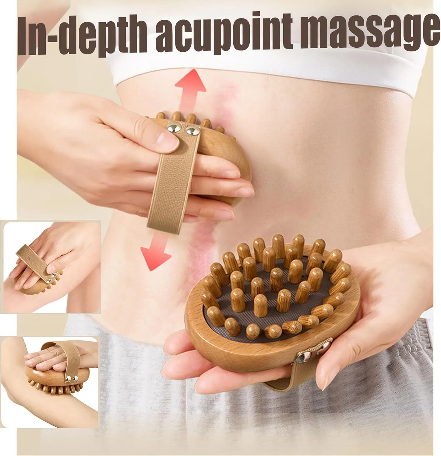 Meridian Pressure Brush, Wood Therapy Massage Tools, Wood Therapy Massage Tools for Belly Fat, Meridian Trigger Point Massager Wooden Massage Brush for Body Shaping, Muscle Pain Relief (2PCS)