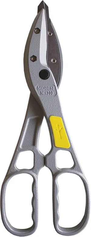MIDWEST MagSnips Replaceable Blade Snip - Straight Cut Regular Sheet Material Cutting Shears with All Purpose Blades & Magnesium Handles - MWT-1200