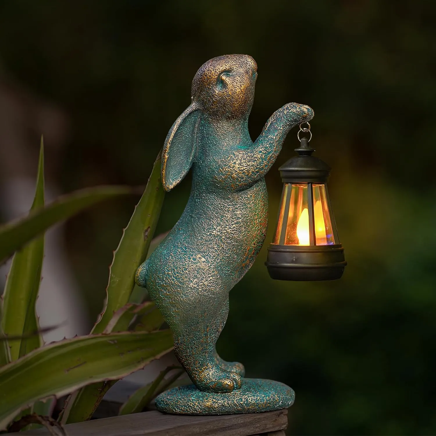 MININOVA Garden Statues Rabbit with Solar Lantern Outdoor Bunny Figurines Decorations for Patio Yard Lawn Ornaments Gifts for Birthday Easter Housewarming Mother's Day