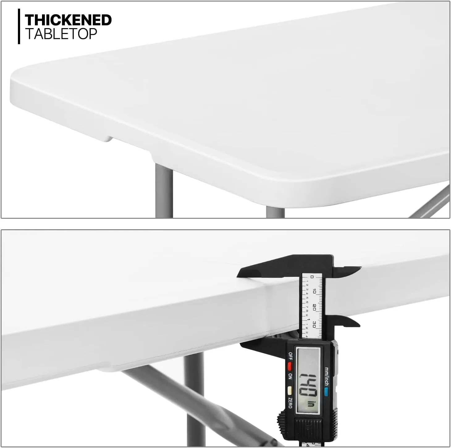 MoNiBloom 6Ft Folding Table, Heavy Duty Portable Plastic Dining Tables Fold in Half Indoor Outdoor Desk w/Handle, Lock for Camping Picnic Party, White