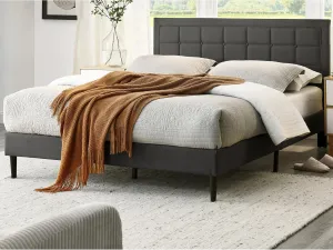 Mornington Upholstered 2.0 Platform Full Size Bed Frame and Headboard, King, Dark Grey
