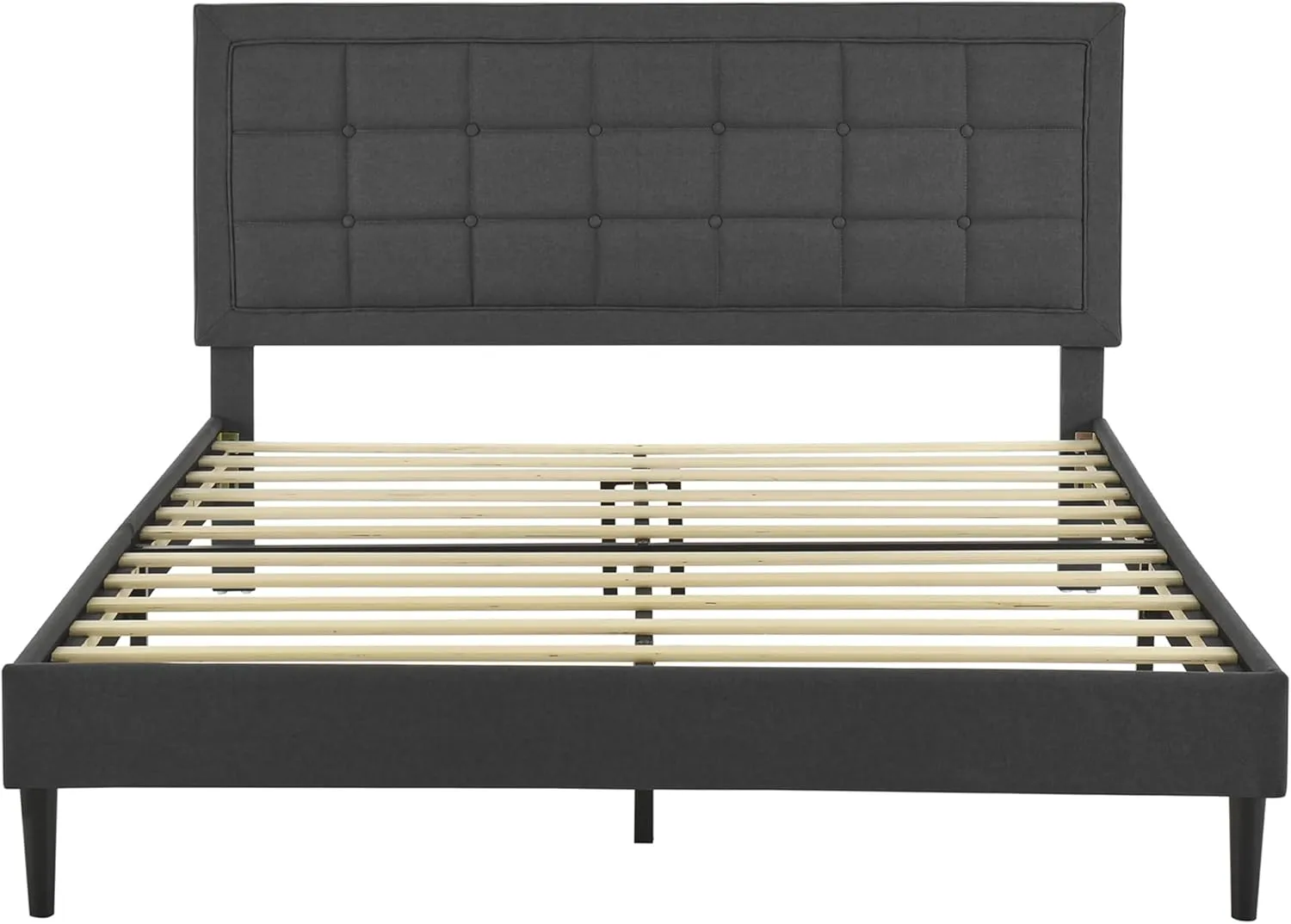 Mornington Upholstered 2.0 Platform Full Size Bed Frame and Headboard, Queen, Dark Grey