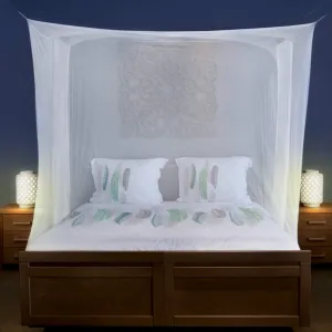 Mosquito Net for Single to King-Sized Beds – 2 Side Openings & 6 Hanging Loops – Decorative Rectangular Shape for Home & Travel – Bed Canopy Hanging Kit & Carrying Bag Included