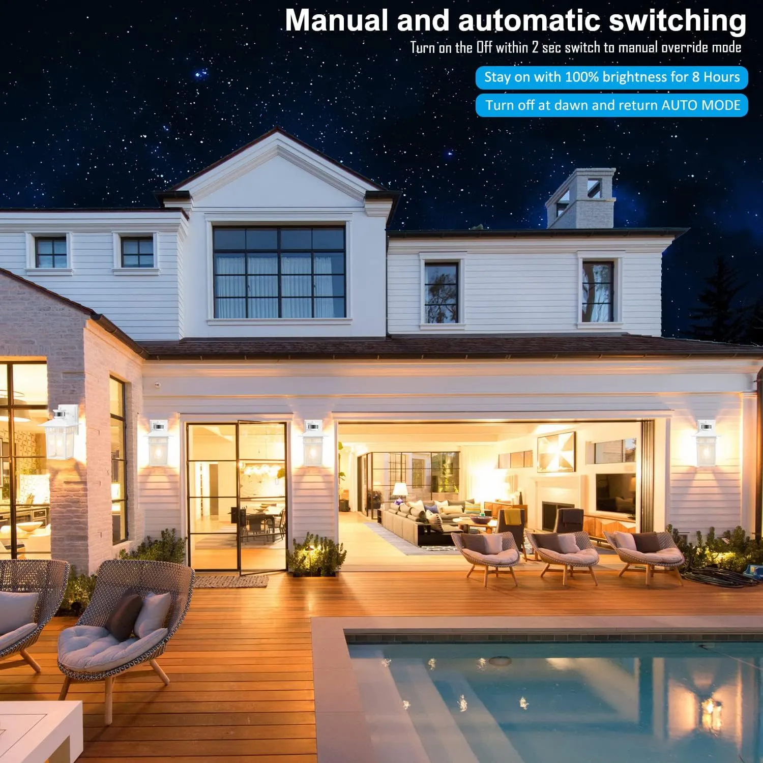 Motion Sensor Outdoor Lights Wall Mount, White Dusk to Dawn Exterior Light Fixture, Rustproof Waterproof Aluminum, Porch Exterior Light, for House, Garage, Front Porch, Patio