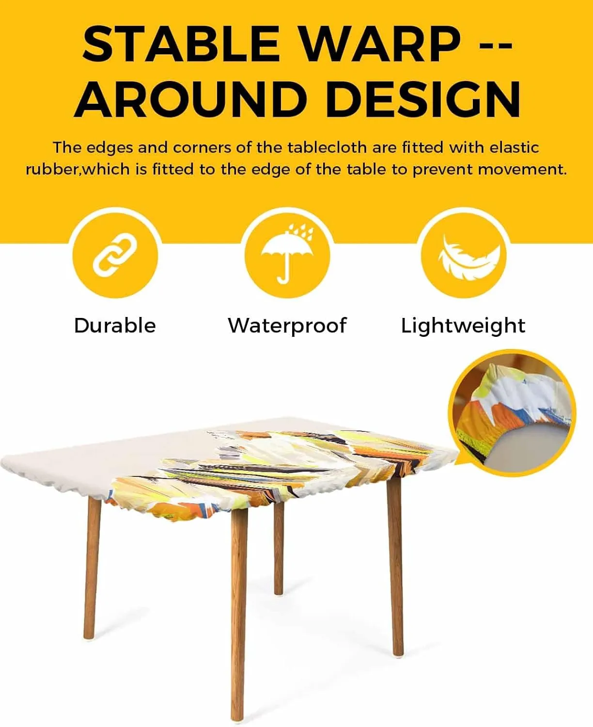 Mountains Purple Tablecloth Fitted Table Cover for 8ft Tables - Waterproof Wipeable Elastic Table Cloth for Outdoor Picnic Camping Dining Party, Abstract Smear Art Minimalist Painting 32"x96"