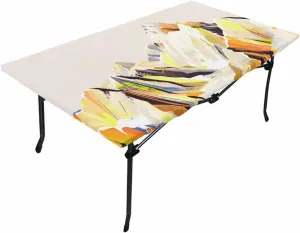 Mountains Purple Tablecloth Fitted Table Cover for 8ft Tables - Waterproof Wipeable Elastic Table Cloth for Outdoor Picnic Camping Dining Party, Abstract Smear Art Minimalist Painting 32"x96"