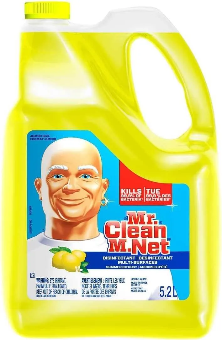 Mr clean 1.4 Gallons (176 oz) Citrus Scent Multi Purpose Cleaner Kitchen Bath Tile Counters & Floors Multi Purpose Cleaner Extra Large Bottle Powerful Cleaning Solution Bundled w/Landsing Pro Ship Bag