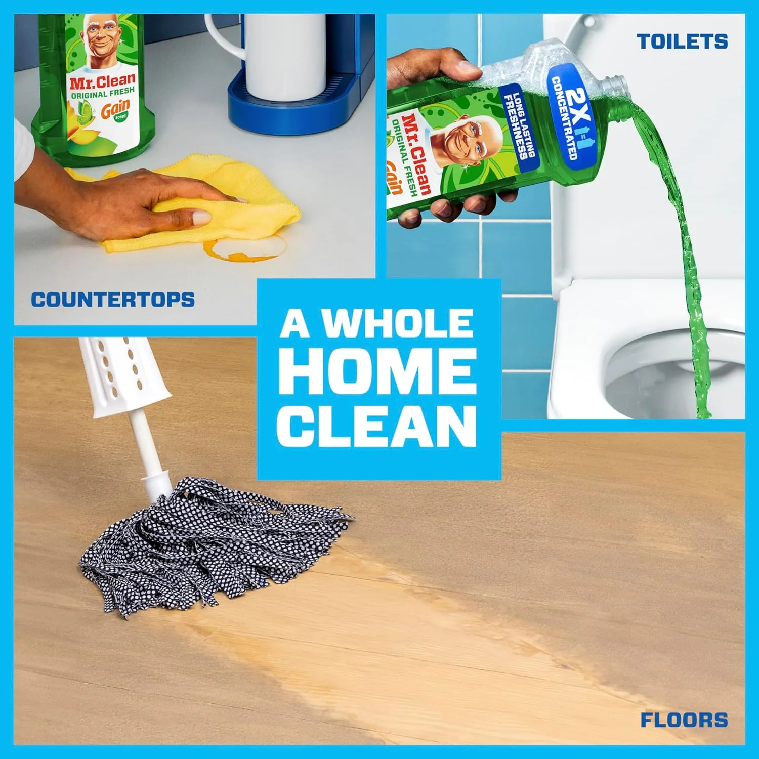 Mr. Clean 2X Concentrated Multi Surface Cleaner with Gain Original Scent, All Purpose Cleaner, 41 fl oz (Pack of 2)