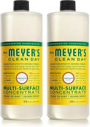 MRS. MEYER'S CLEAN DAY Multi-Surface Cleaner Concentrate, Use to Clean Floors, Tile, Counters, Honeysuckle, 32 Fl. Oz - Pack of 2